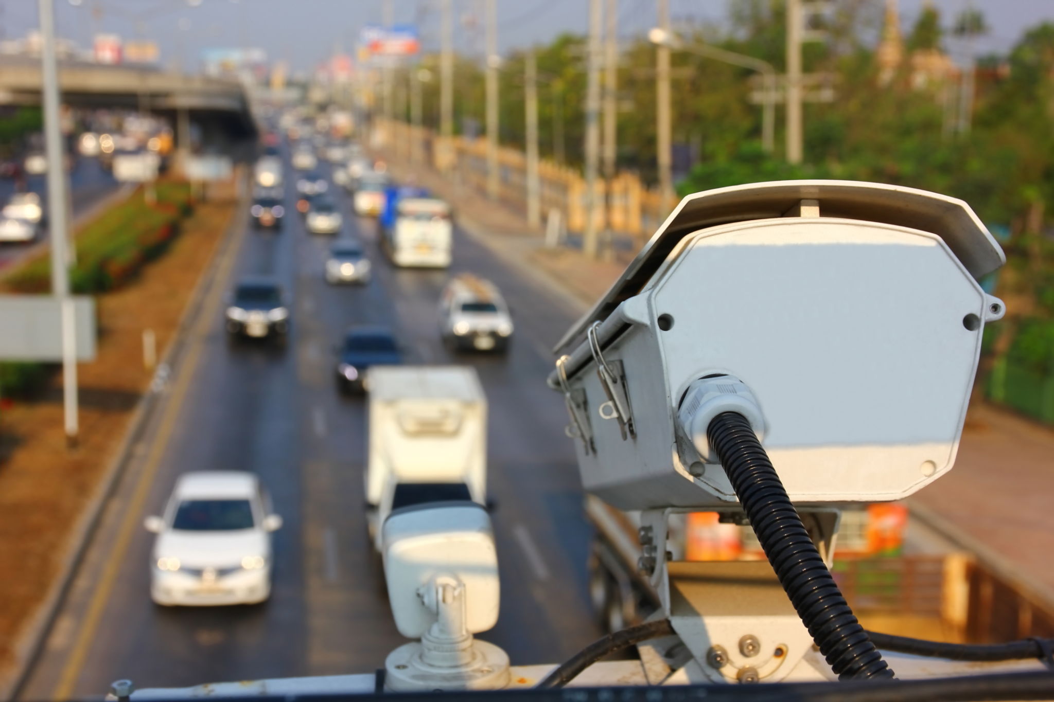 Traffic surveillance camera on highway